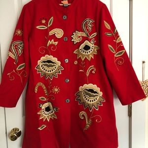 Unique red cotton jacket with lining size 1X